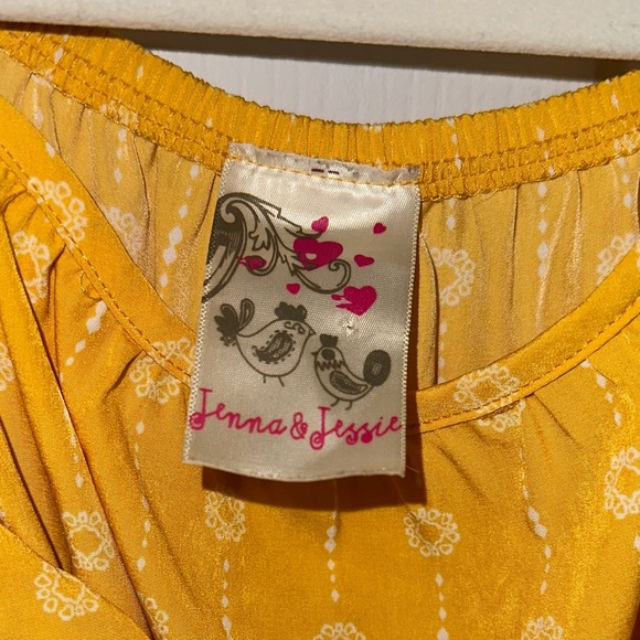 Jenna and Jessie Yellow Off-Shoulder Dress with Floral Pattern - Picture 4 of 4